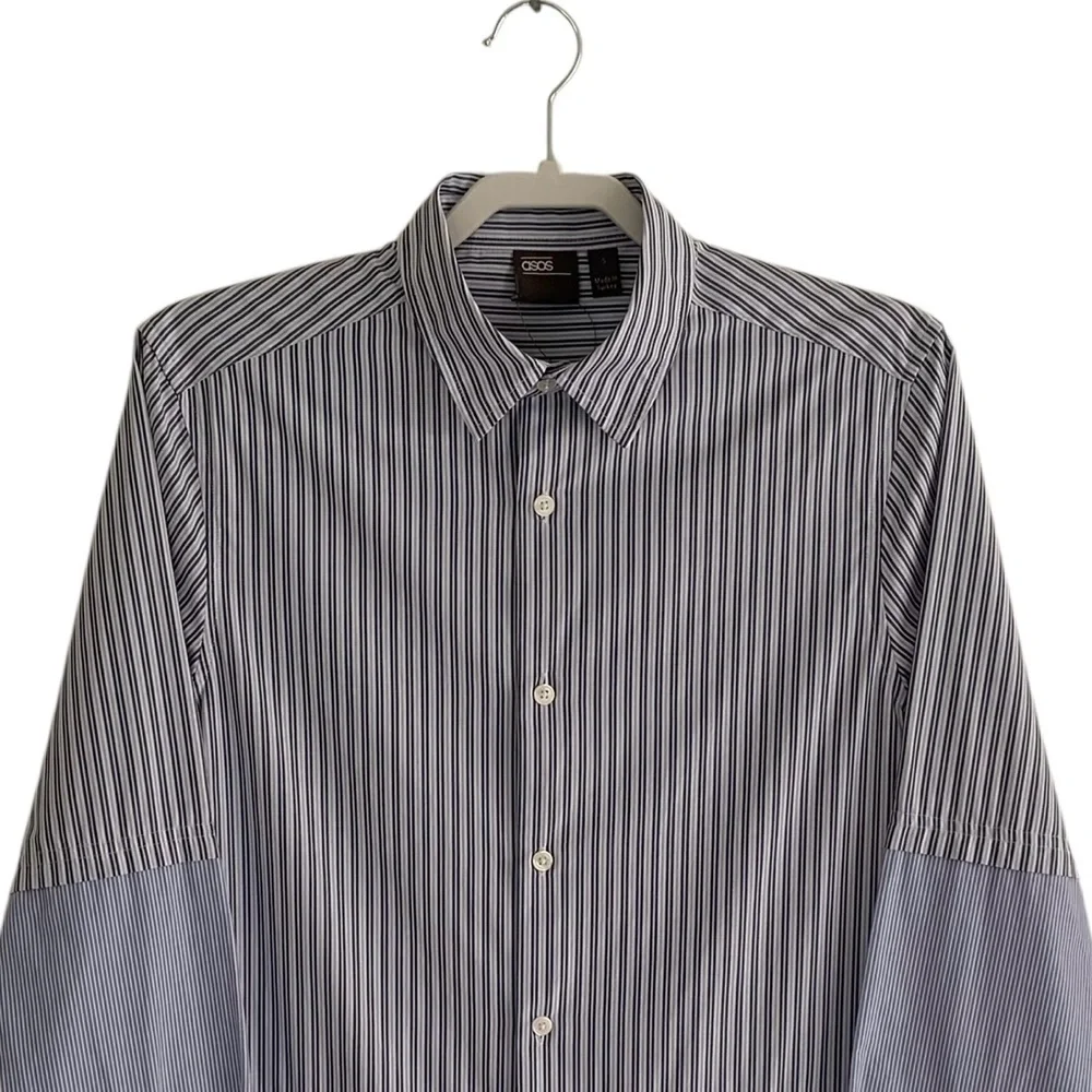 ASOS Blue Ticking Stripe Boyfriend Shirt Dress - Picture 5 of 9